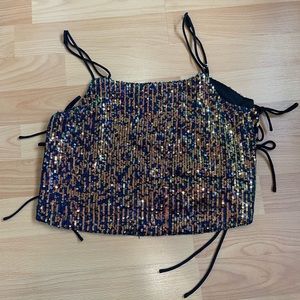 Adika Rhinestone Tie-Side Tank Top